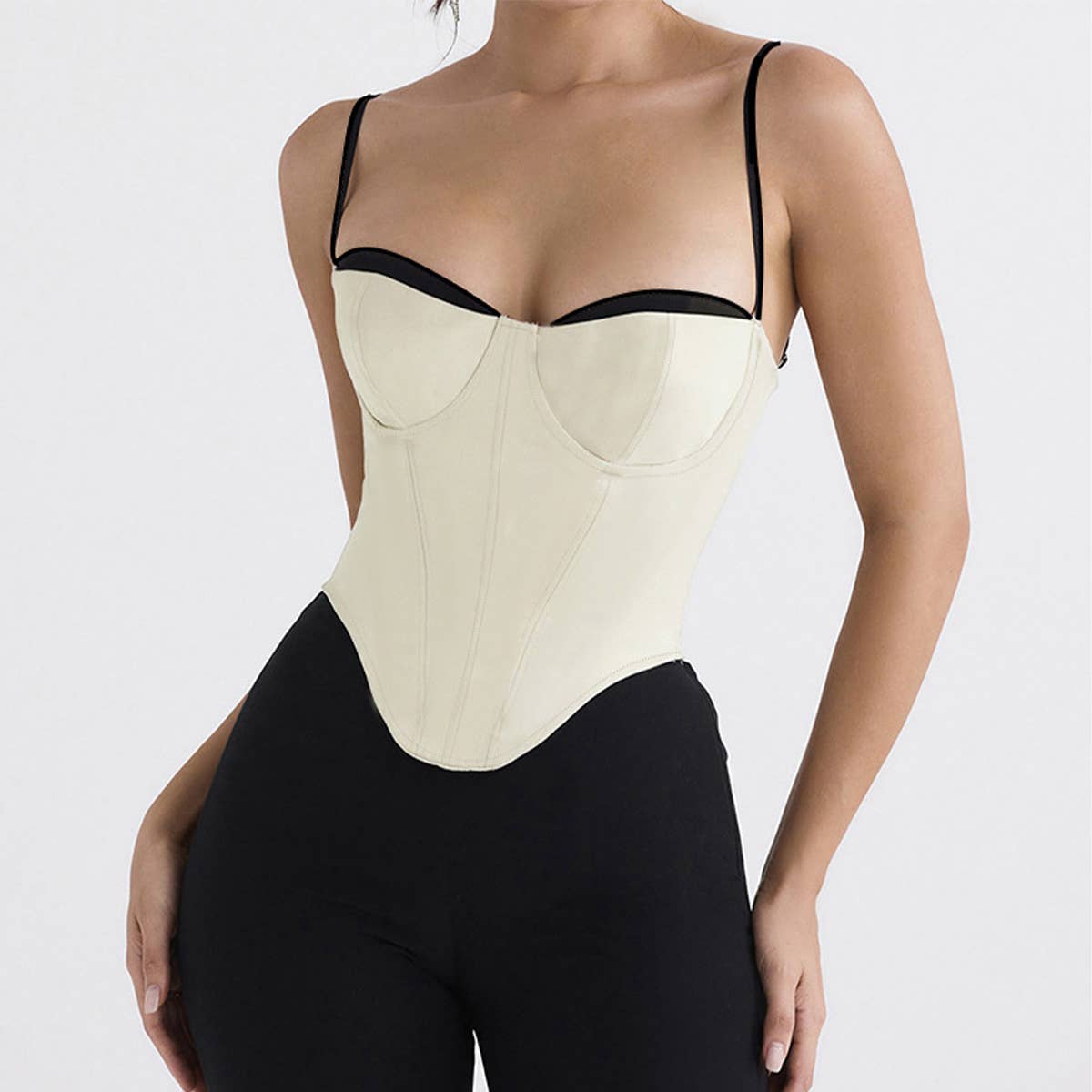 Casual matching slim fit color belt top