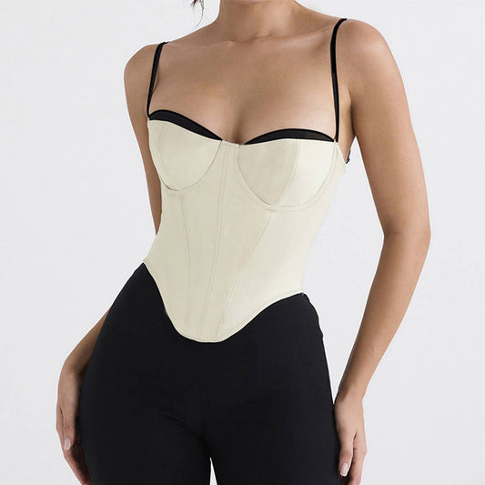 Casual matching slim fit color belt top