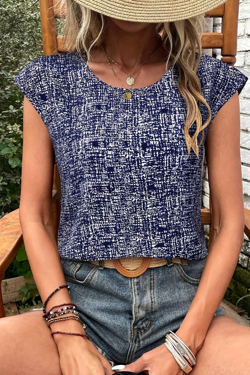 CWTBLS2018_WAFFLE KNIT 3/4 SLEEVE PULLOVER BLOUSE