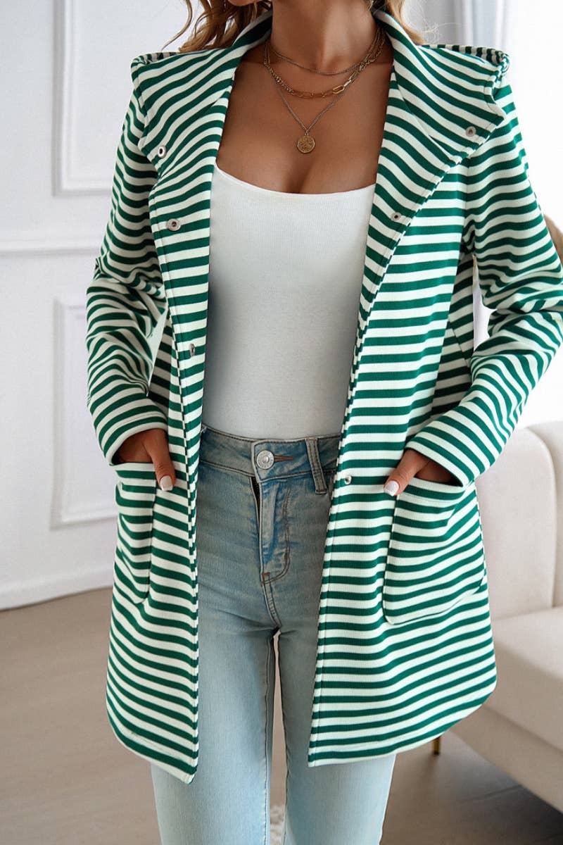 CWOCAL1375_STRIPED BUTTON LONG SLEEVE POCKET CARDIGAN