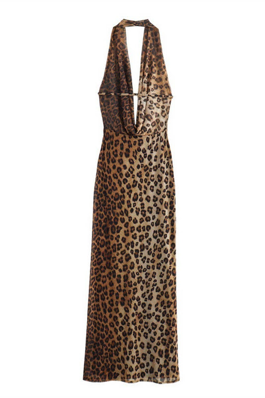 CWDHL0634_SEXY BACKLESS HALTER NECK LEOPARD PRINT DRESS