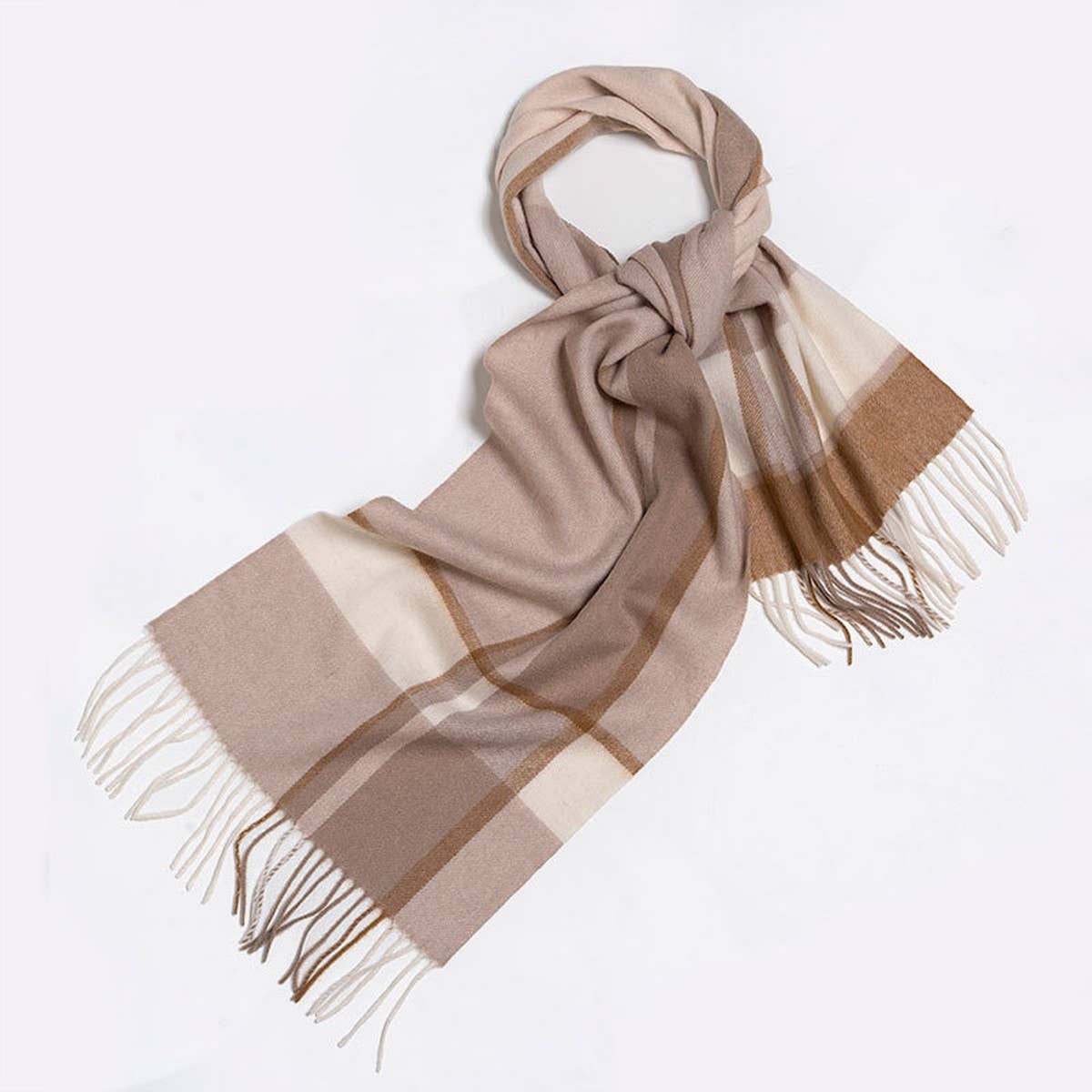Blue Check Wool Scarf Winter Warmth Unisex Shawl_CWASC2308