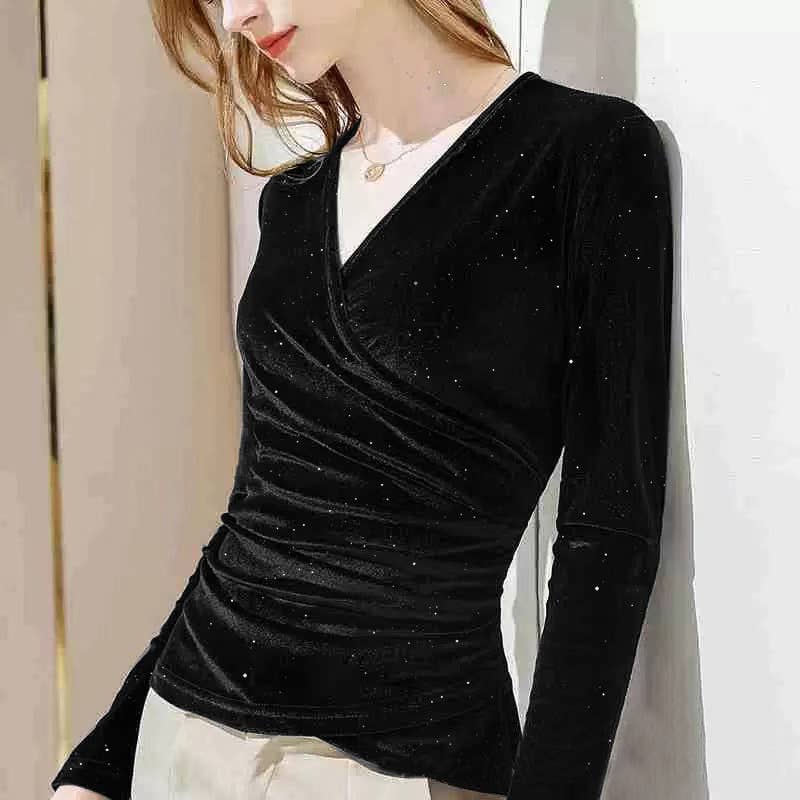 CANARY IRREGULAR VINTAGE WAIST CROSS V-NECK TOP