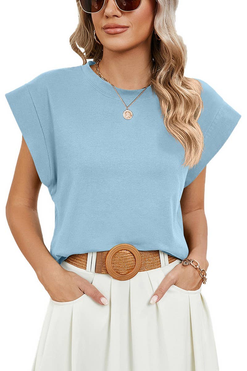 CWTBLS0864_ROUND NECK SOLID COLOR RAGLAN SLEEVE T-SHIRT