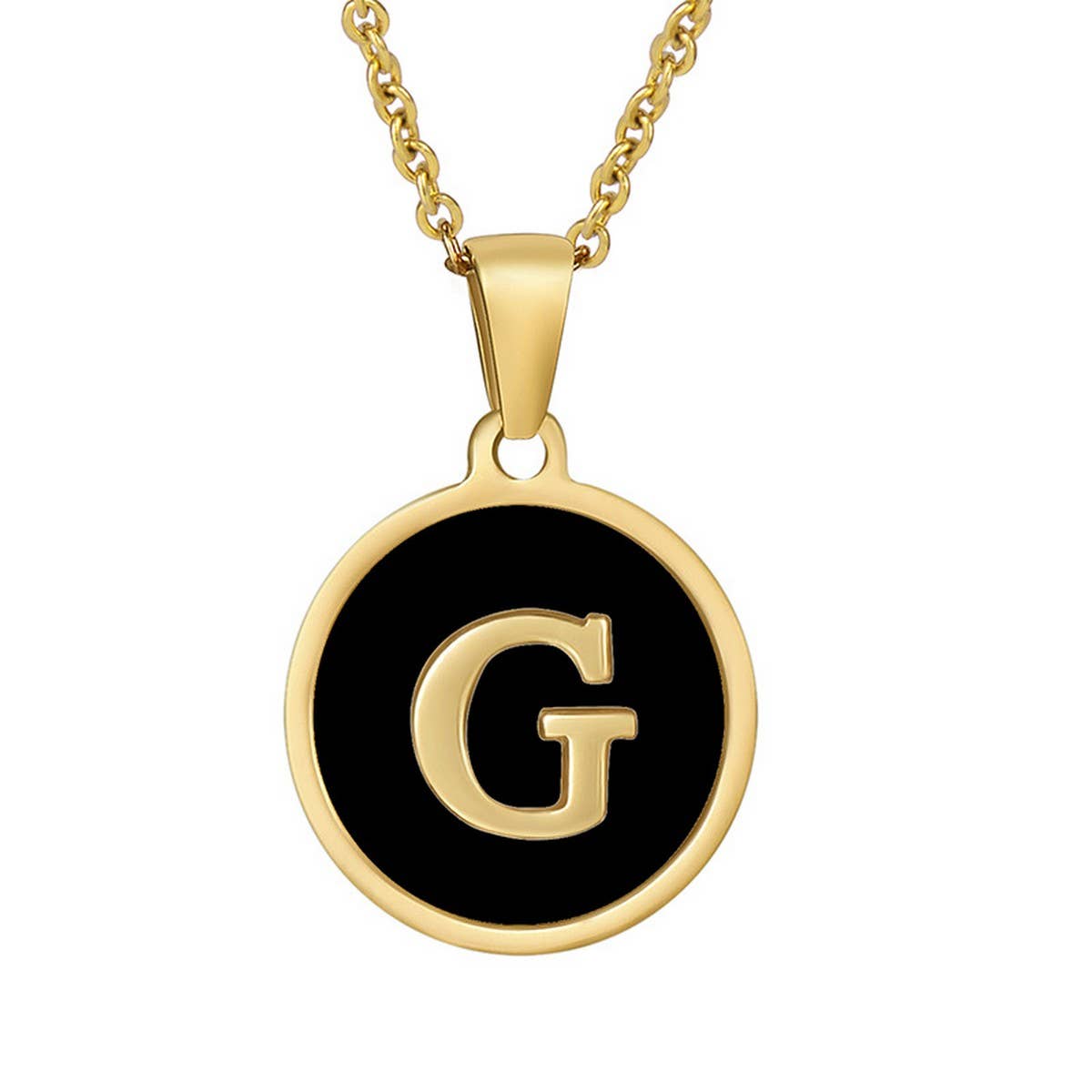 CIRCULAR SHELL ENGLISH LETTER PENDANT NECKLACE
