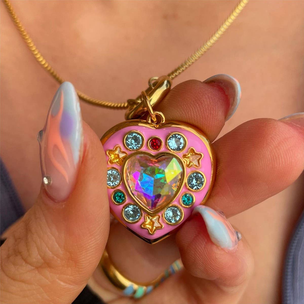 DOPAMINE LOVE RHINESTONE NECKLACE FOR WOMEN