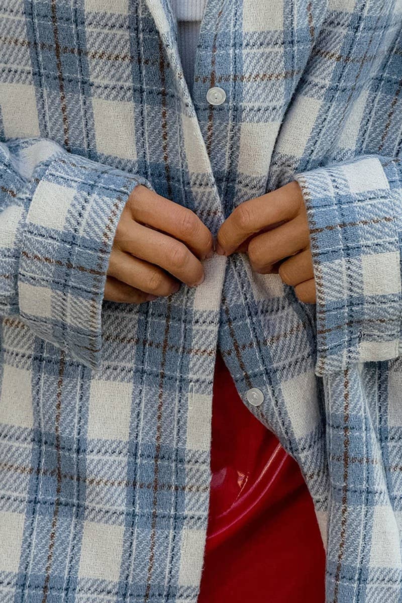 CWTBLL00565_COMMUTER LOOSE LONG-SLEEVED PLAID SHIRT TOP