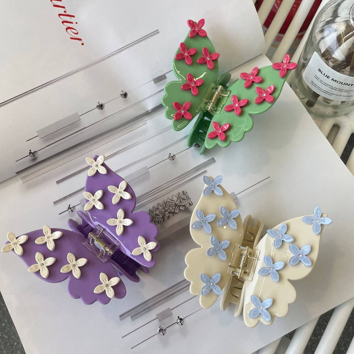 3D Butterfly Acetate Hair Claw, Floral Clip_CWASC1595