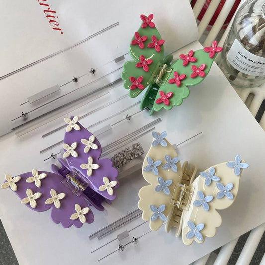 3D Butterfly Acetate Hair Claw, Floral Clip_CWASC1595