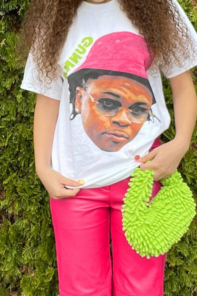 CWTBLS1506_ROUND NECK PORTRAIT PRINT SHORT-SLEEVED T-SHIRT