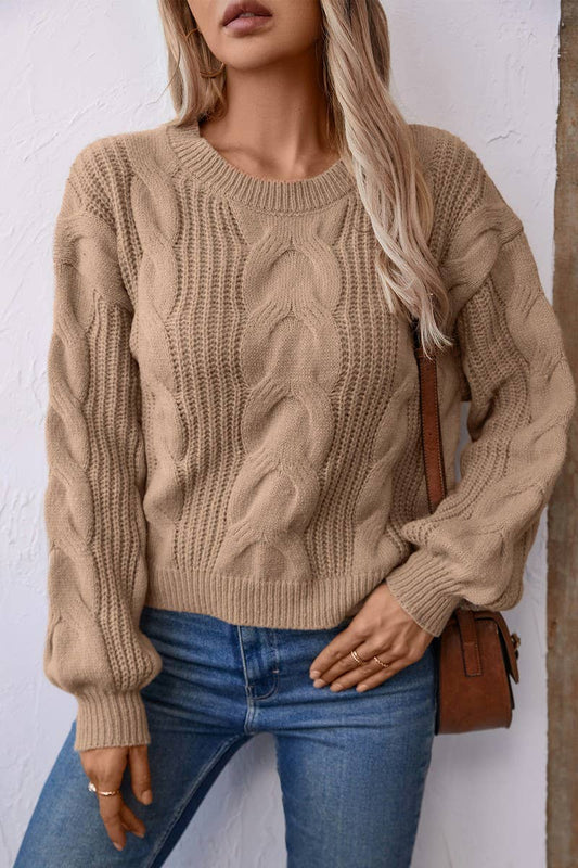 CWOSWL2869_SOLID COLOR PULLOVER CABLE KNIT SWEATER