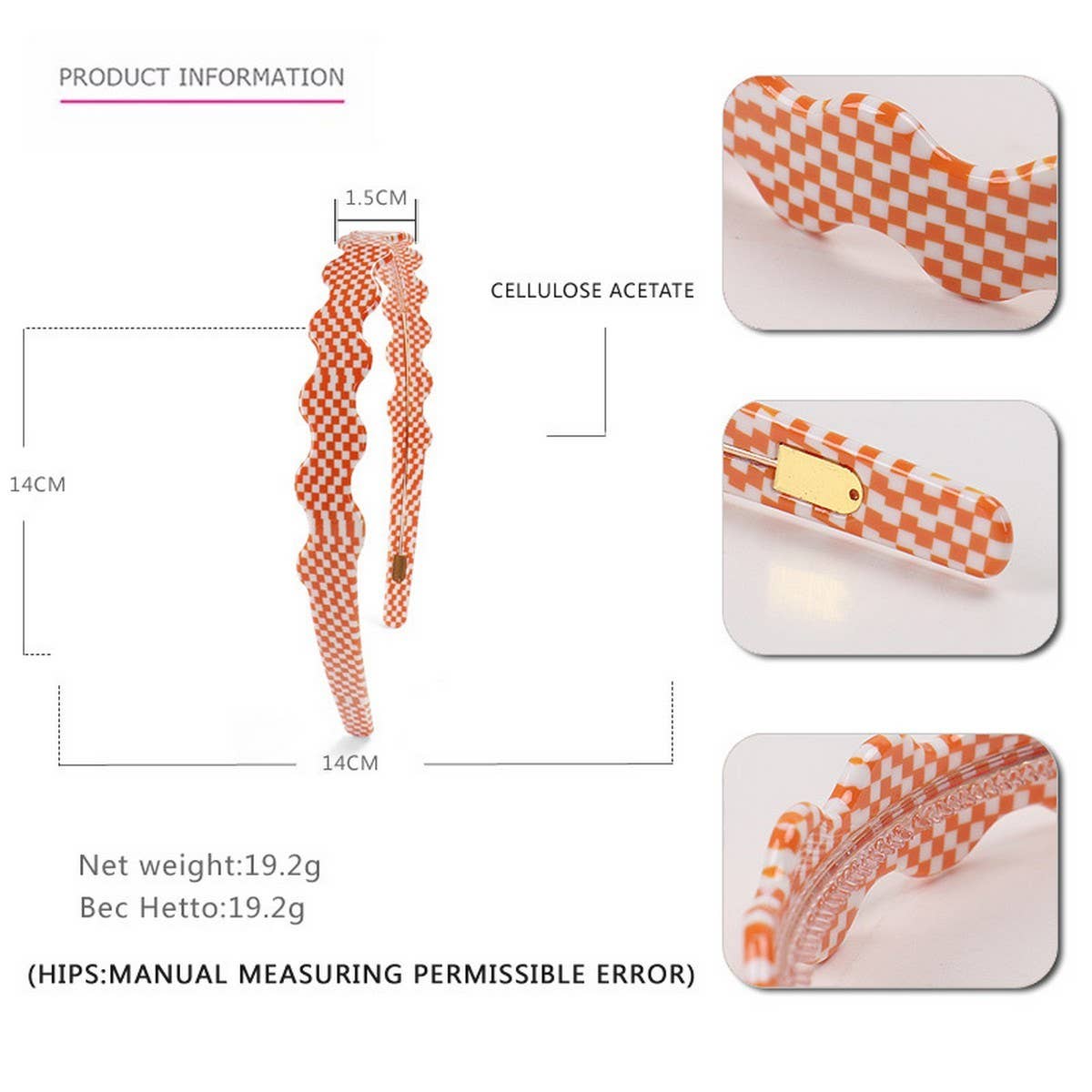 CHECKERBOARD HEADBAND WIDE WAVY HEADBAND_CWAHA4379