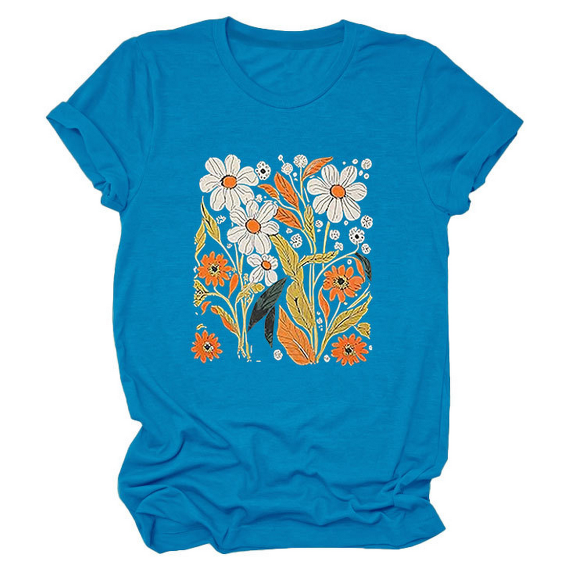 Women?™s Summer Tee ??Floral Casual Round Neck_CWTTS1500