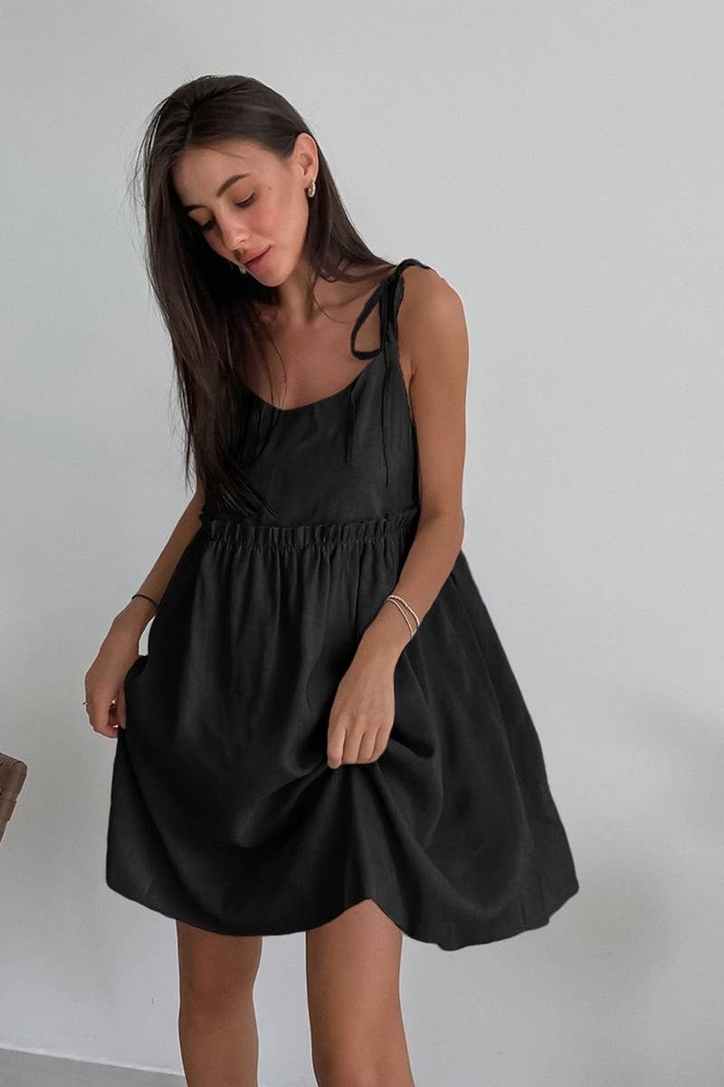 CWDSD8757_SEXY LINEN BLEND SPAGHETTI STRAP DRESS