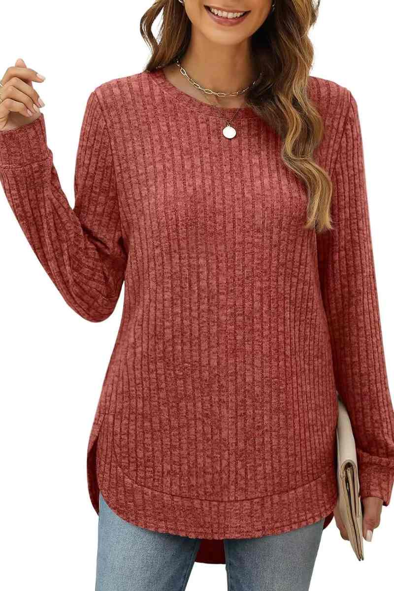 CWOSWL6553_CREW-NECK WOOLEN LONG-SLEEVED SWEATER