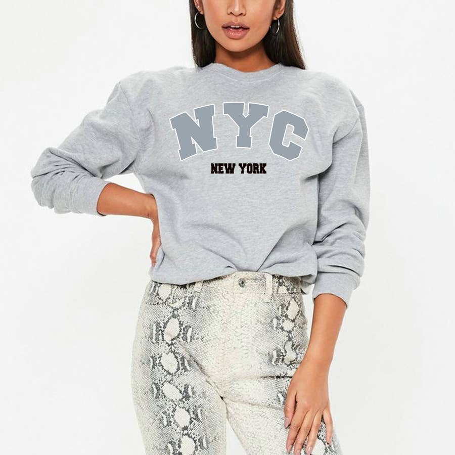 Basic round-neck printed sweatshirt