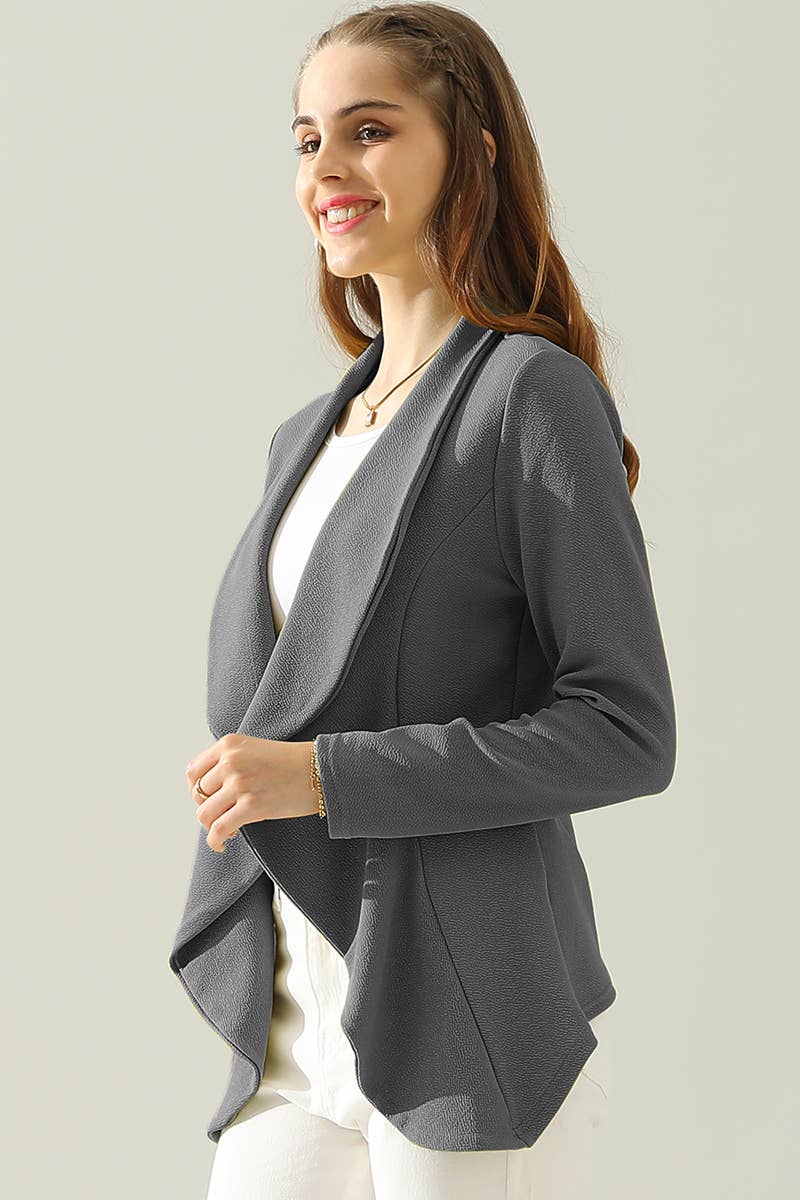 CWOBL090_Casual Work Long Sleeve Open Front Blazer