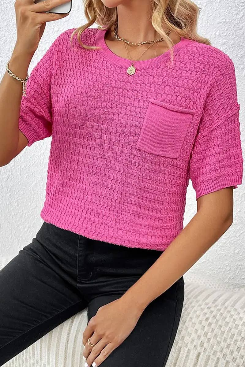 CWTTS1305_NEW SPRING AND SUMMER HOME SOLID COLOR SWEATERS