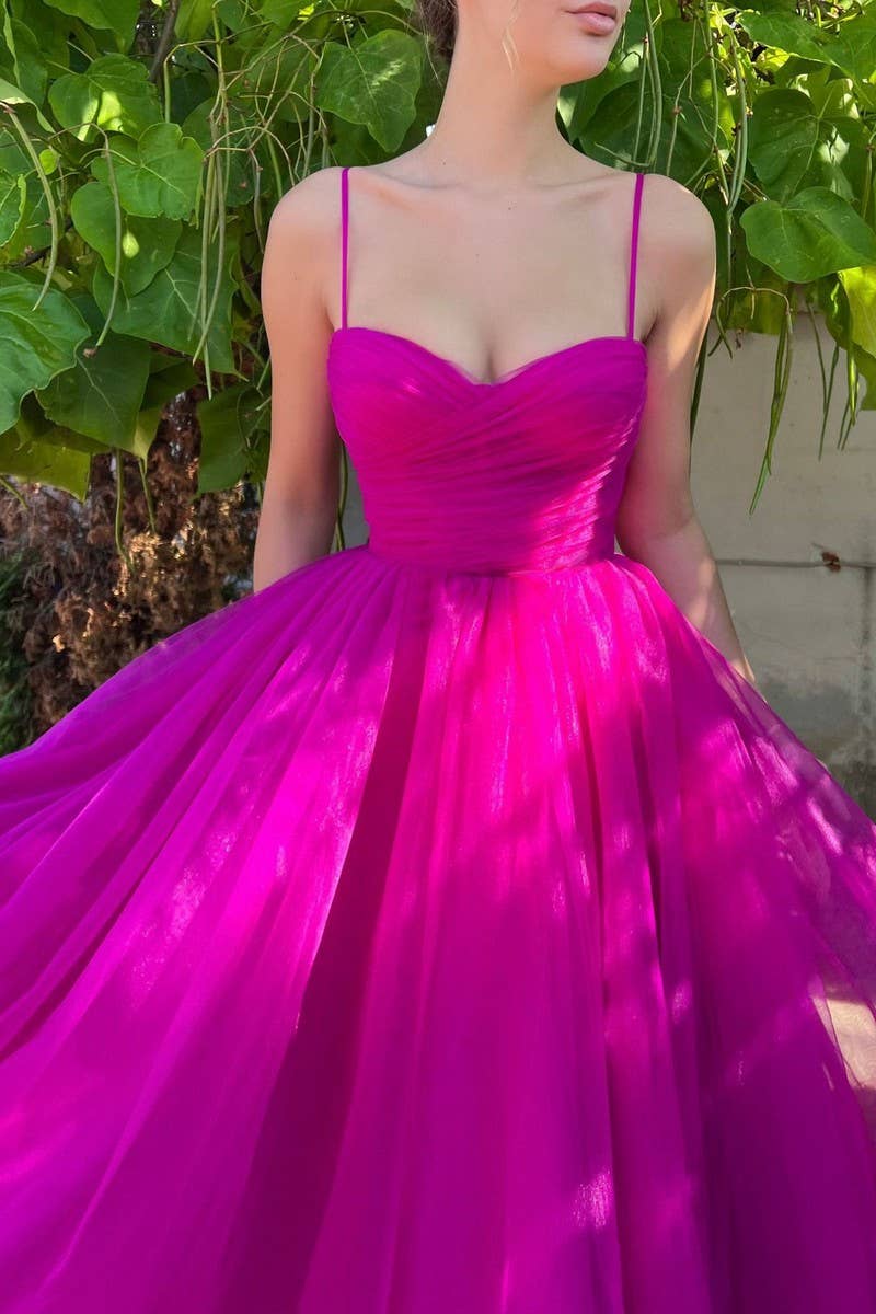 CWDMD5620_MESH BOW MID-LENGTH SLING EVENING DRESS