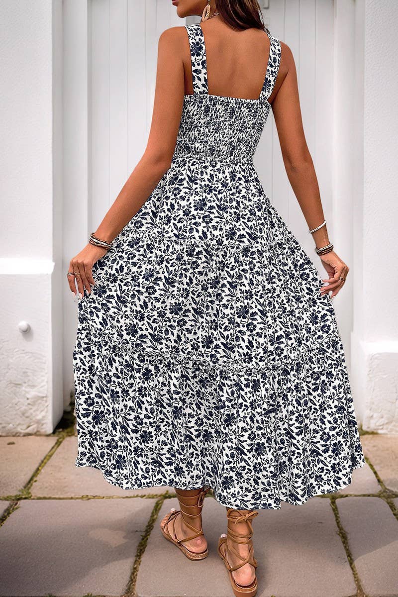 CWDMD4217_PRINTED PASTORAL STYLE SUSPENDER DRESS