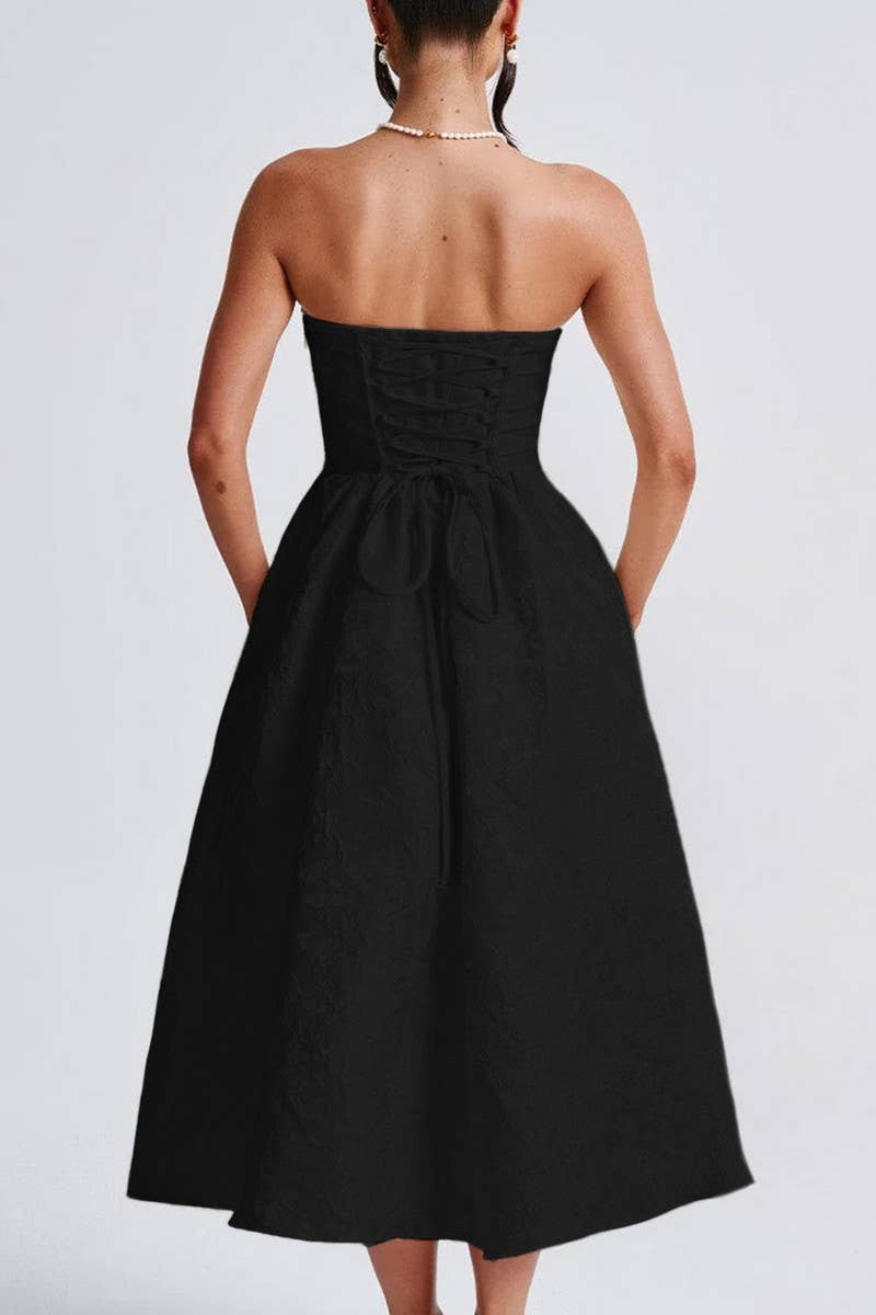 CWDSD7852_SPRING AND SUMMER CELEBRITY STYLE TUBE TOP DRESS