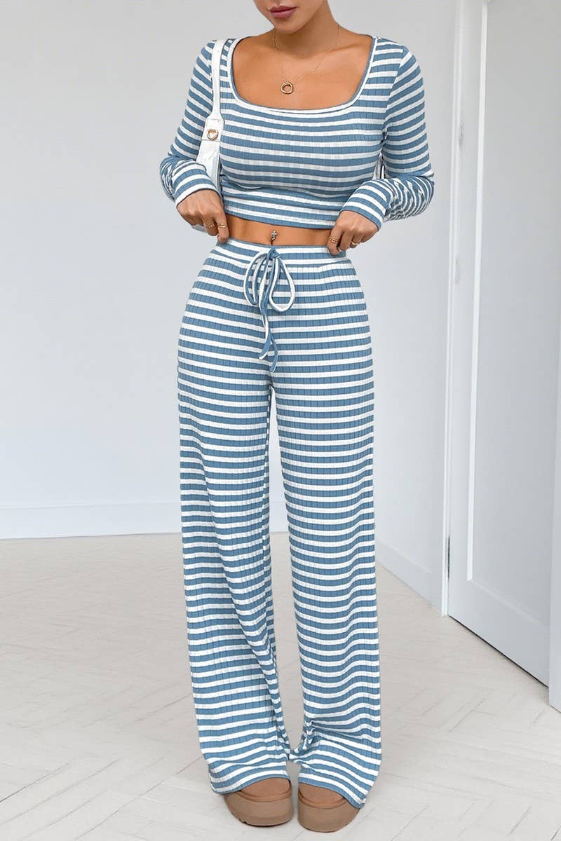 CWSTB00397_STRIPED SLIM FIT SPORTY LOUNGEWEAR SET