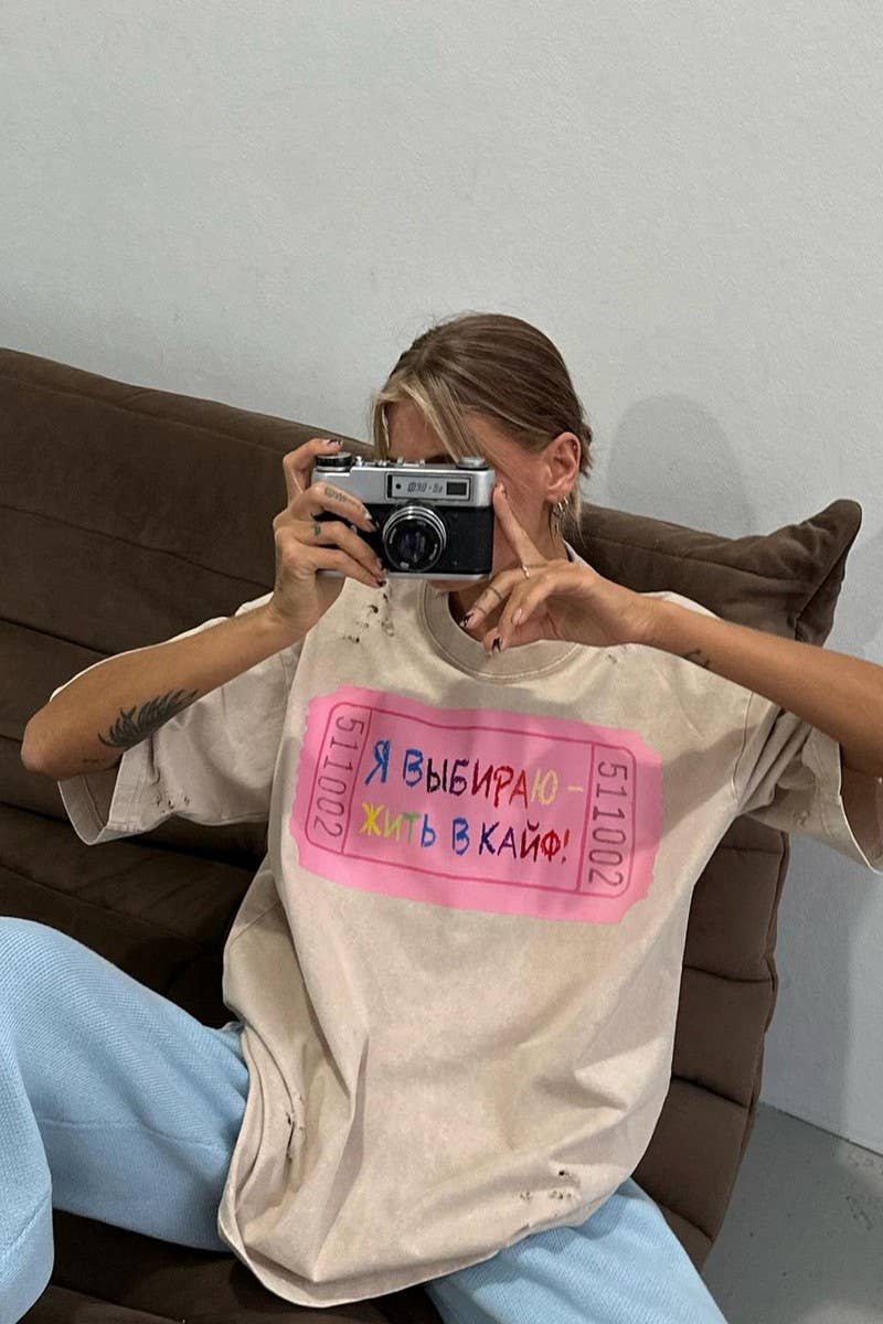 CWTTS1278_LETTER PRINT CONTRASTING COLOR CREW NECK T-SHIRT