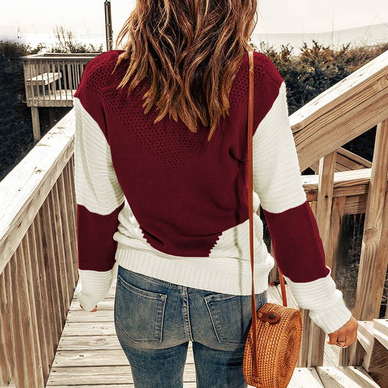 CREW-NECK COLOR MATCHING BASE PULLOVER SWEATER