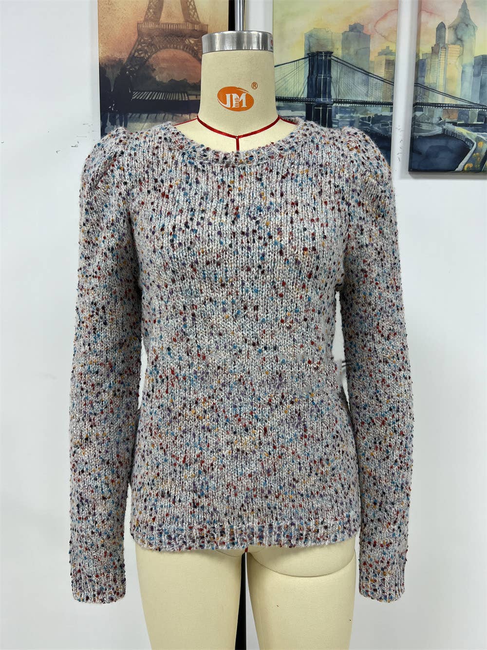 CWOSWL1405_Crew Neck Pullover Casual Sweater