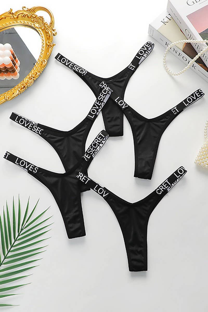 CWMU00304_SEXY LOW-RISE LETTER PRINT THONG PANTIES SET