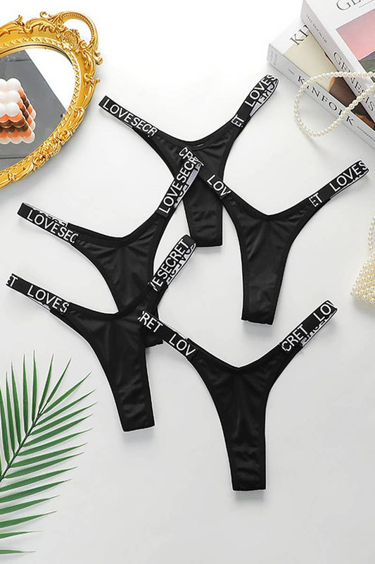 CWMU00304_SEXY LOW-RISE LETTER PRINT THONG PANTIES SET
