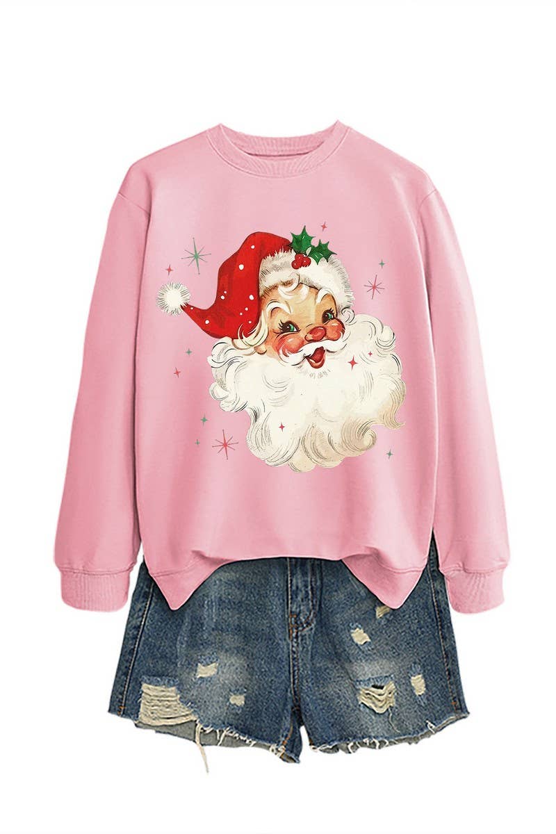 CWTBLL01324_SANTA CLAUS HEAD PATTERN PULLOVER SWEATSHIRT
