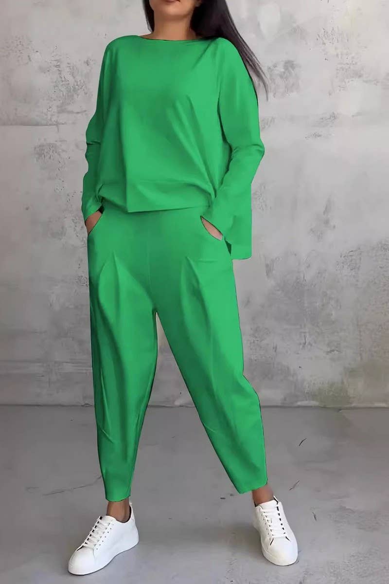 CWSS01308_IRREGULAR SWEATSHIRT AND HAREM PANTS SET