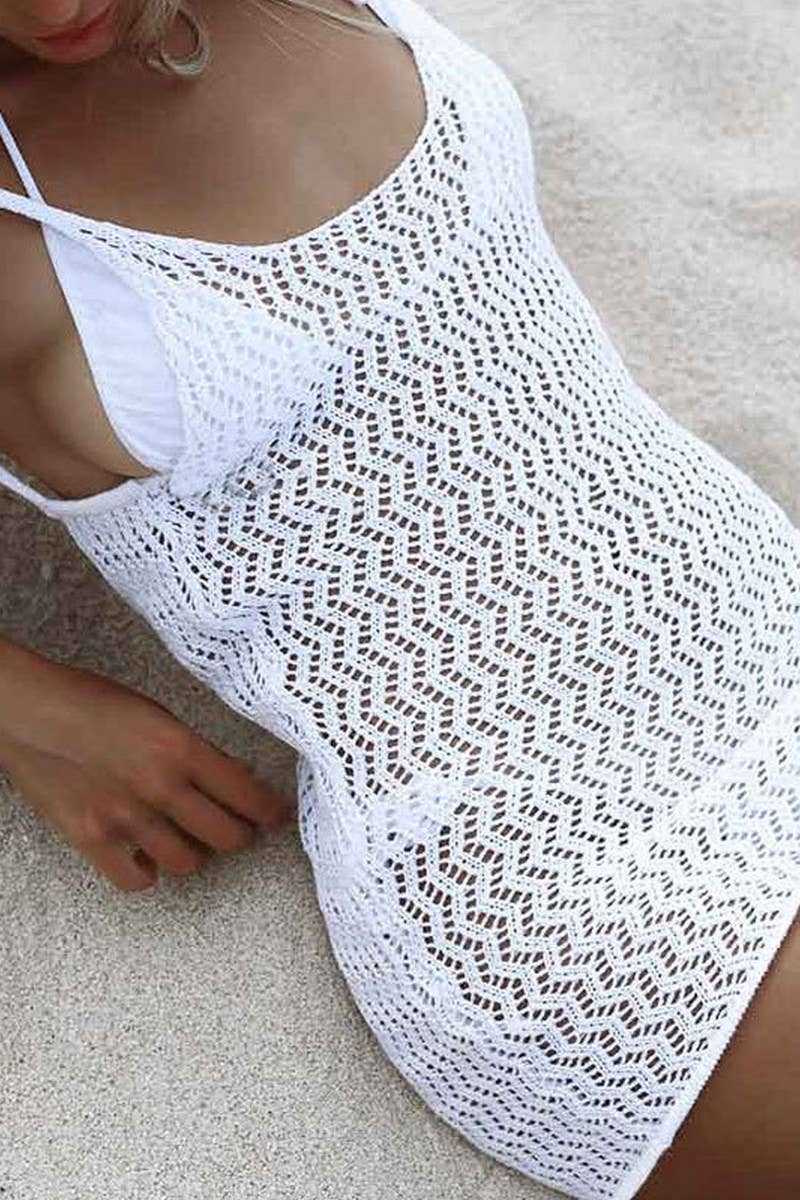 CWDSD4650_KNIT HOLLOWED-OUT BACKLESS LACE-UP BLOUSE