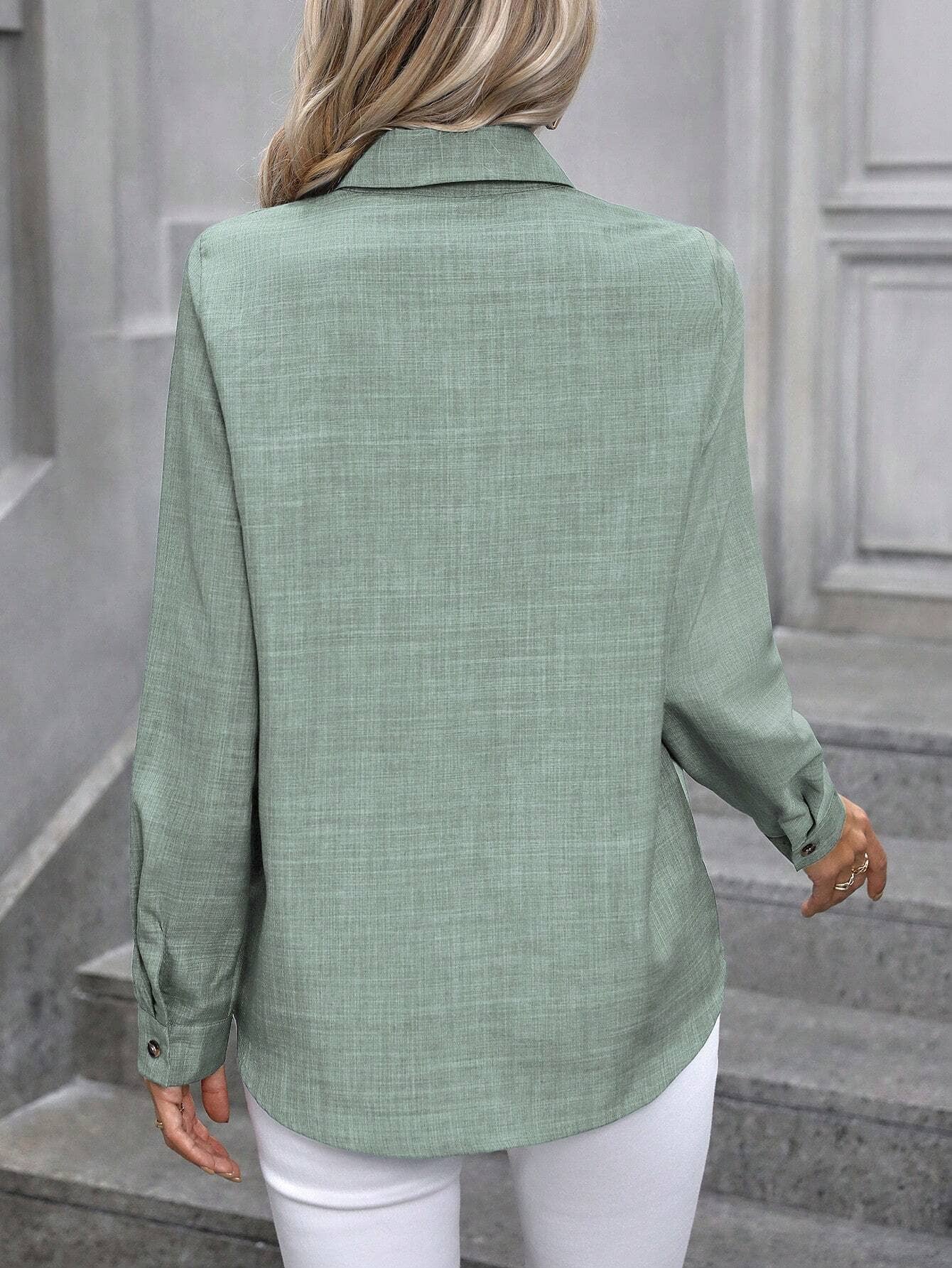 Casual single-breasted long-sleeved lapel shirt