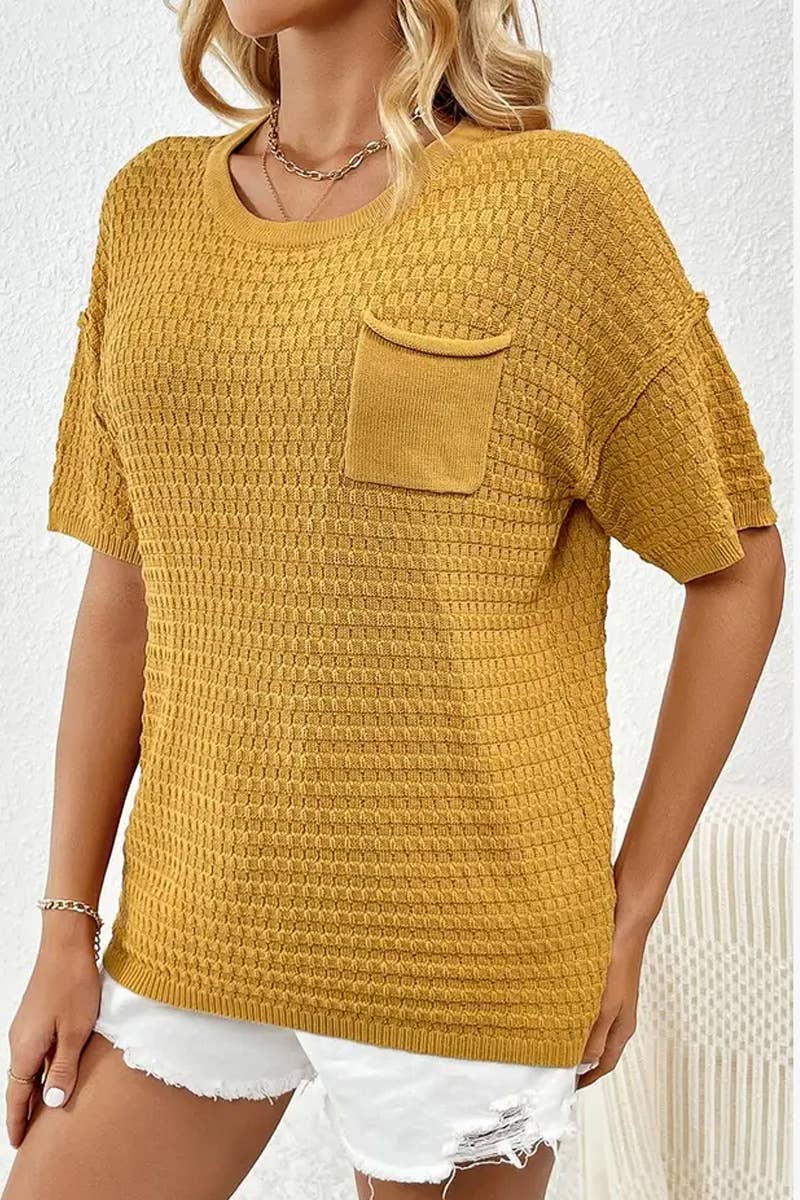 CWTTS1305_NEW SPRING AND SUMMER HOME SOLID COLOR SWEATERS