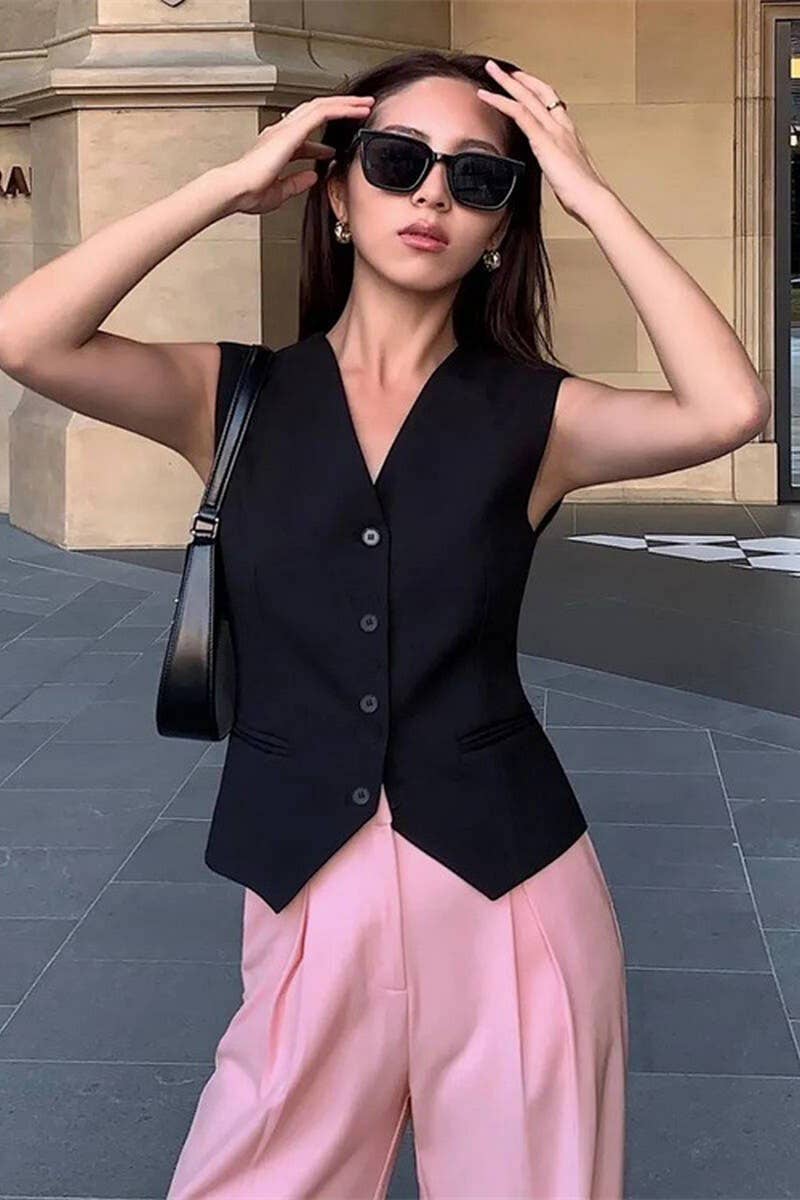 CWOV00108_SPRING AND AUTUMN SLIM OUTER LAYER SHORT VEST