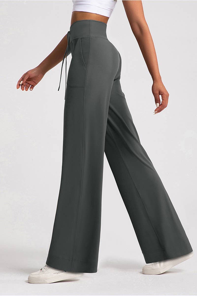 CWBLP1505_STRAIGHT DRAWSTRING HIGH WAIST LOOSE SWEATPANTS