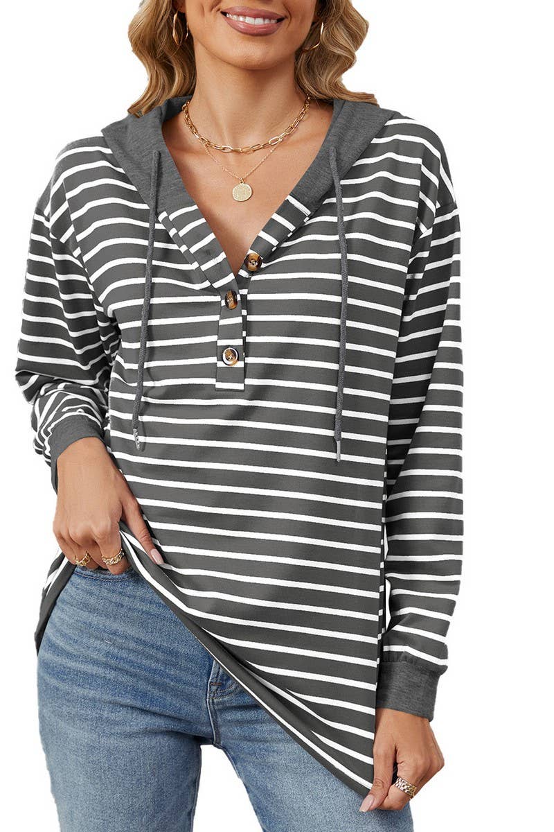 CWOHOL0928_STRIPED CONTRAST STITCHING HOODED SWEATSHIRT