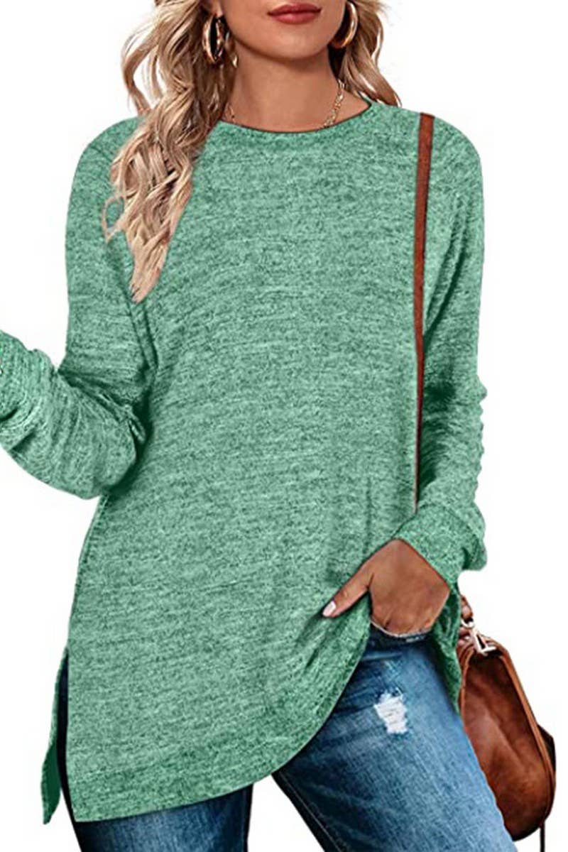 CWTBLL3686_COLORBLOCK SLIT LOOSE CASUAL PULLOVER TOP