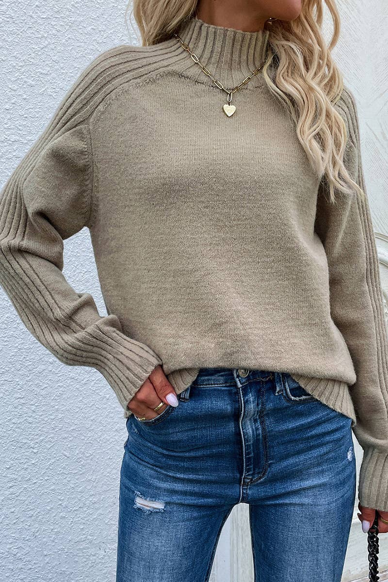 CWOSWL611  Turtle Neck Long Sleeve Pullover Sweater