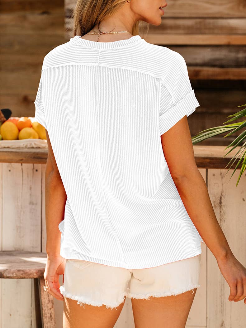 Casual solid color thread round neck pullover