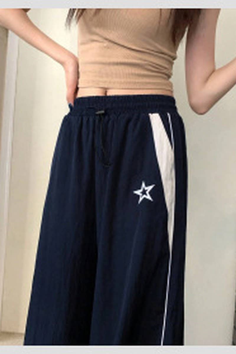 CWBLP2087_STREETWEAR PATCHWORK DRAWSTRING JOGGER PANTS