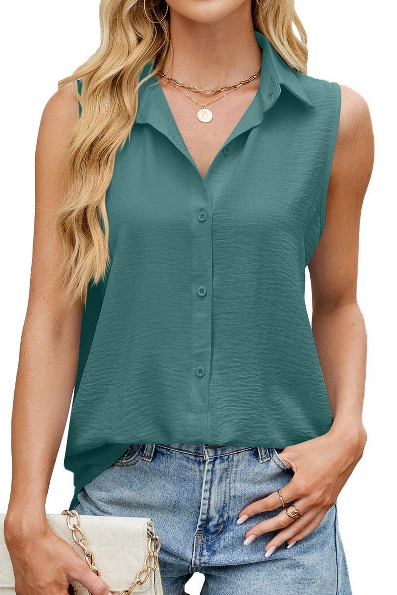 CWTTSL0321_SPRING AND SUMMER SOLID COLOR LAPEL BUTTON VEST