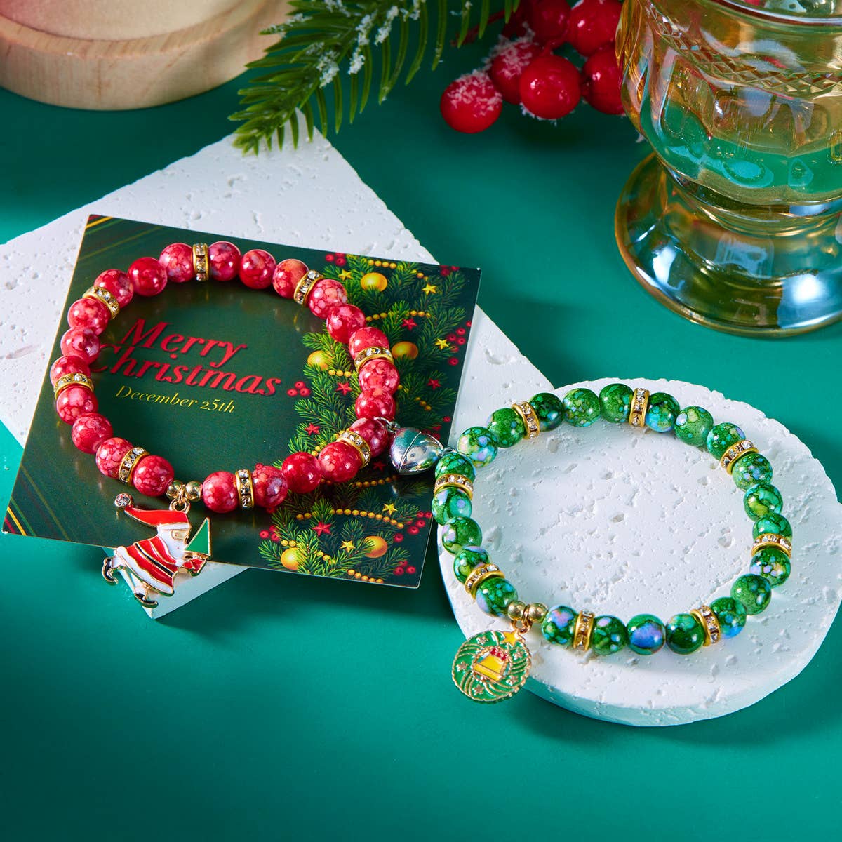 HANDMADE FLOWER BEADS MAGNETIC BEADED BRACELET