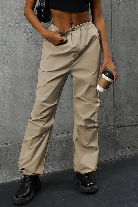 CWBLP0919_HIGH WAIST SOLID COLOR STRAIGHT CASUAL PANTS