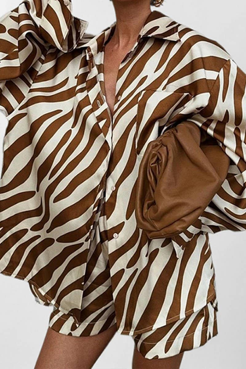 CWSS1250_PRINTED CASUAL SHIRT TWO-PIECE SET