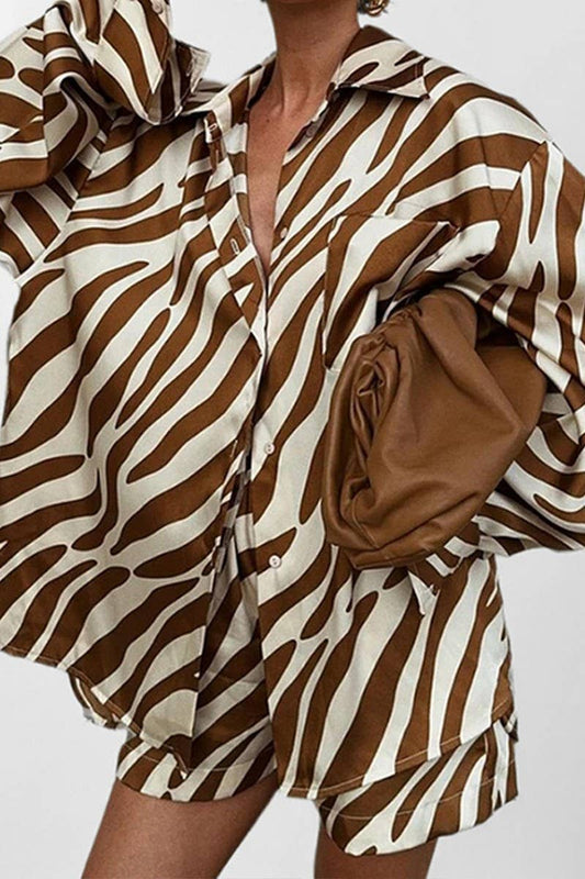 CWSS1250_PRINTED CASUAL SHIRT TWO-PIECE SET