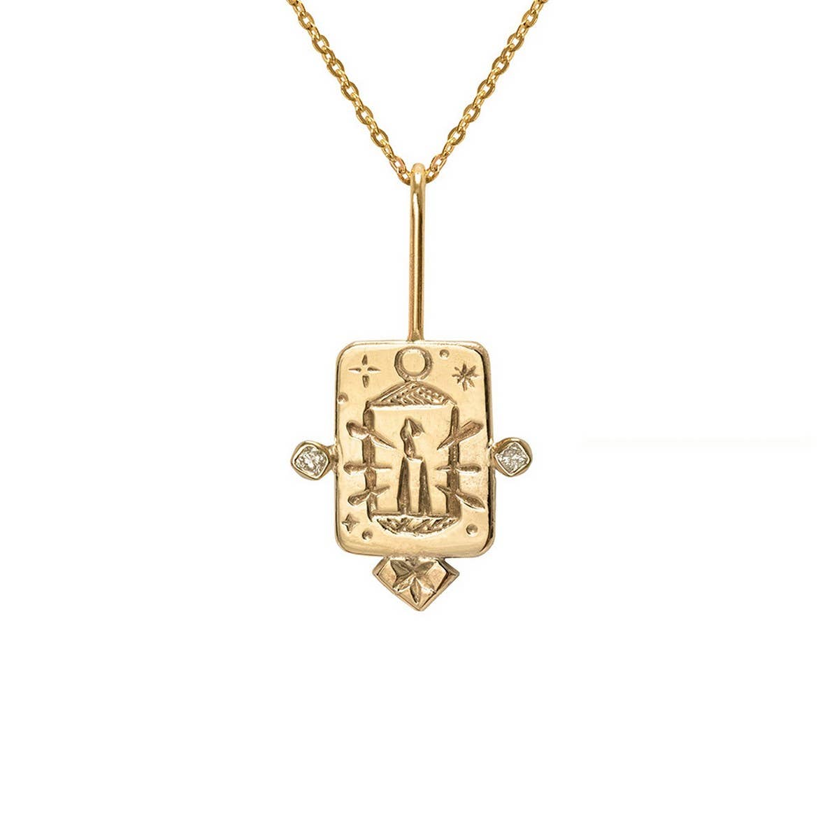 NEW STAINLESS STEEL ZIRCON SQUARE NECKLACE_CWMM3835