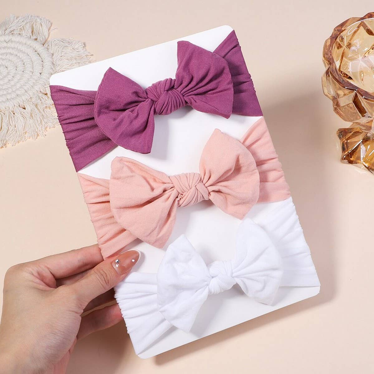 Baby Bow Headbands Set Soft Nylon Wide Band_CWAHA6750